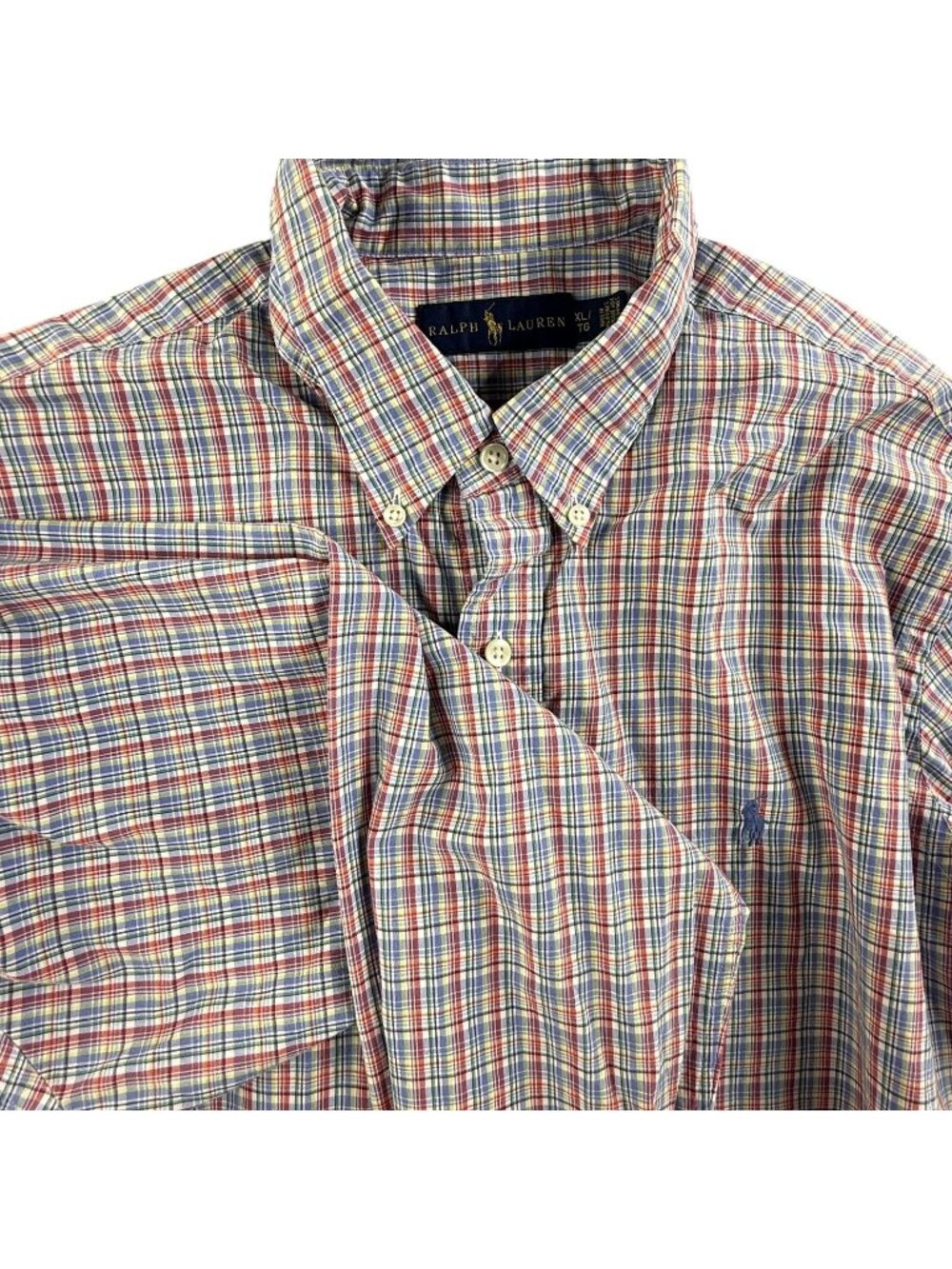 Ralph Lauren Shirt Men XL Multicolor Plaid Long Sleeve Button Down Casual Preppy